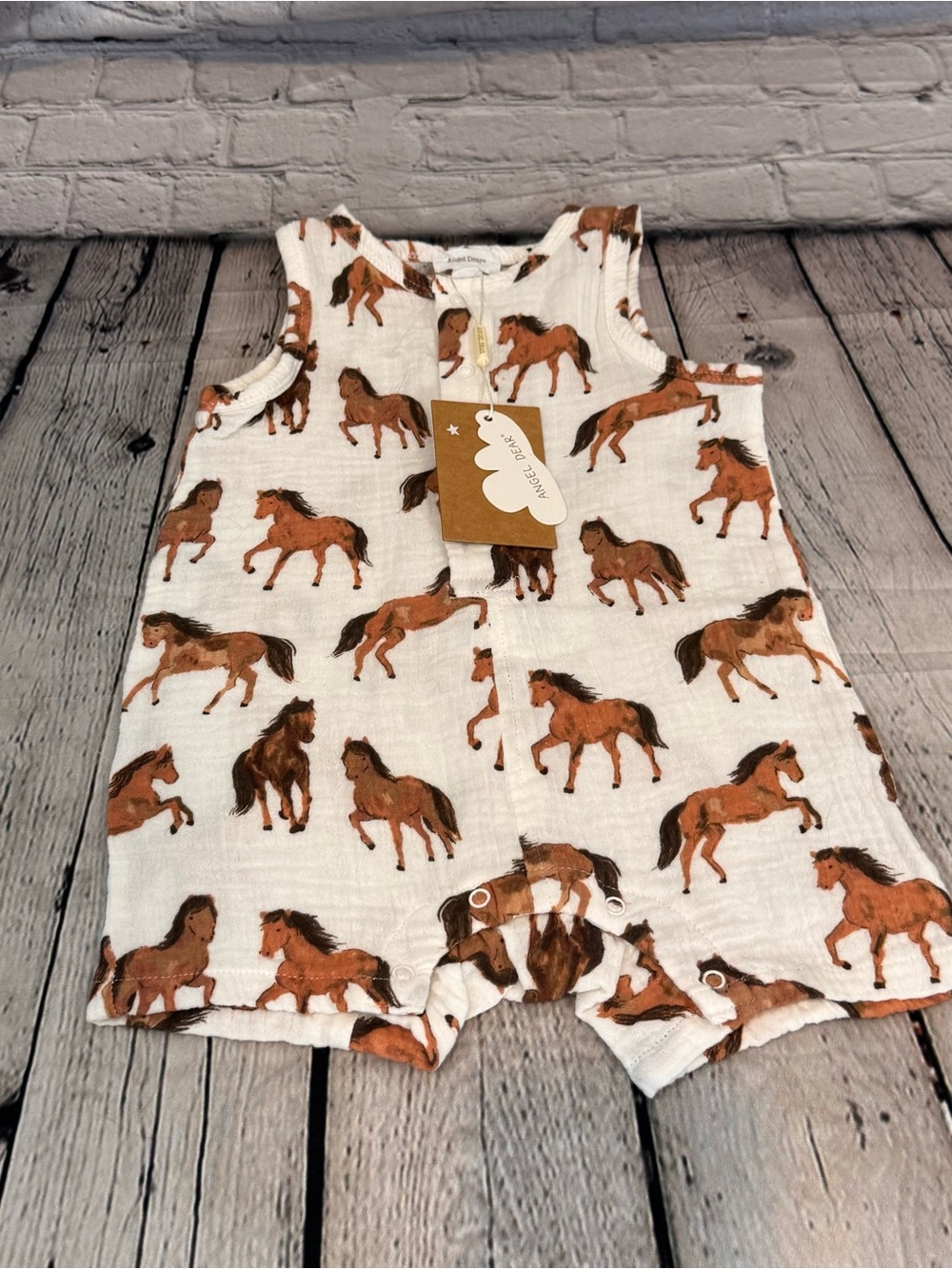 Angel Dear Horse Pattern Muslin Sleeveless Baby Romper